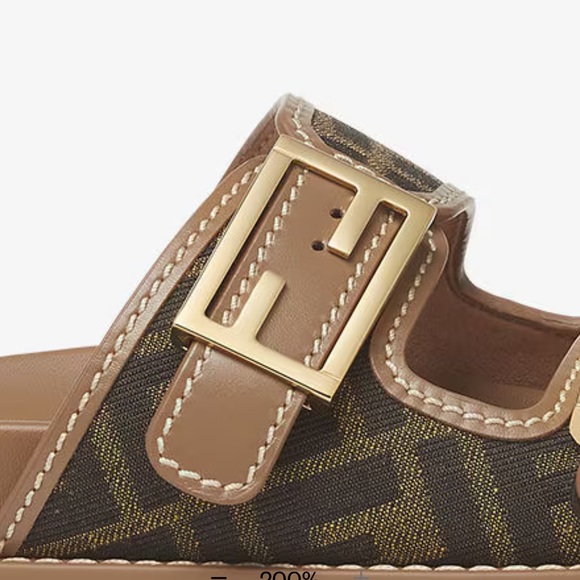 Authentic! FENDI FEEL Slides, Brown/Gold Hardware. Box/cards included 39, size 8 - Picture 14 of 15